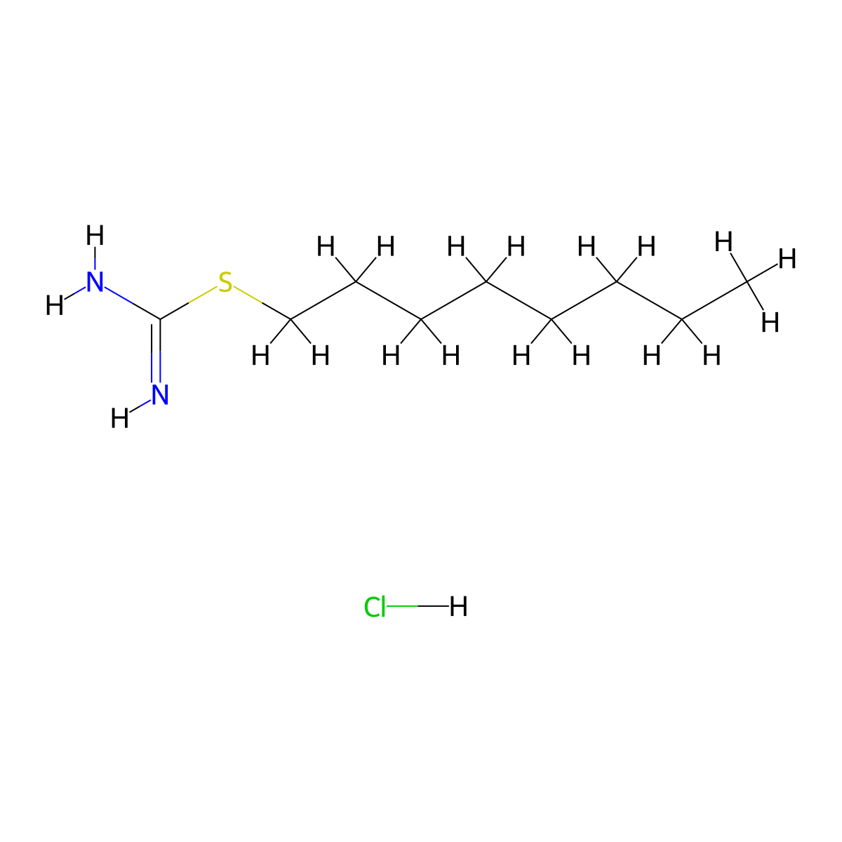Carbamimidothioic acid, octyl ester, hydrochloride (1:1) molecular structure, CAS 3544-29-4