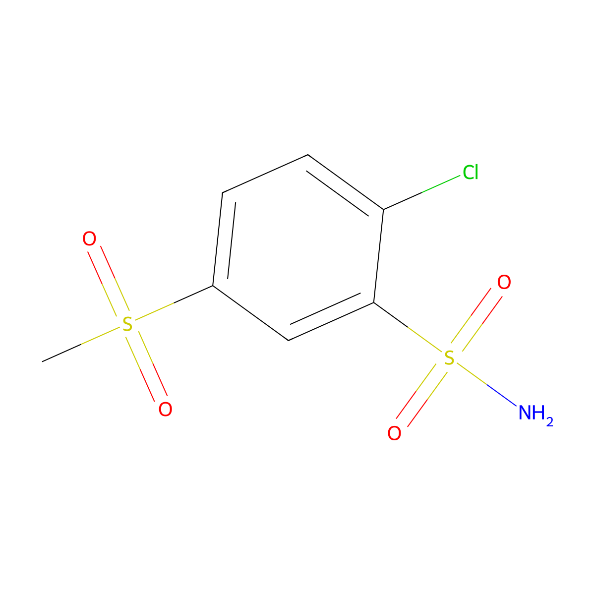 2-Chloro-5-methylsulfonylbenzenesulfonamide molecular structure, CAS 3544-47-6