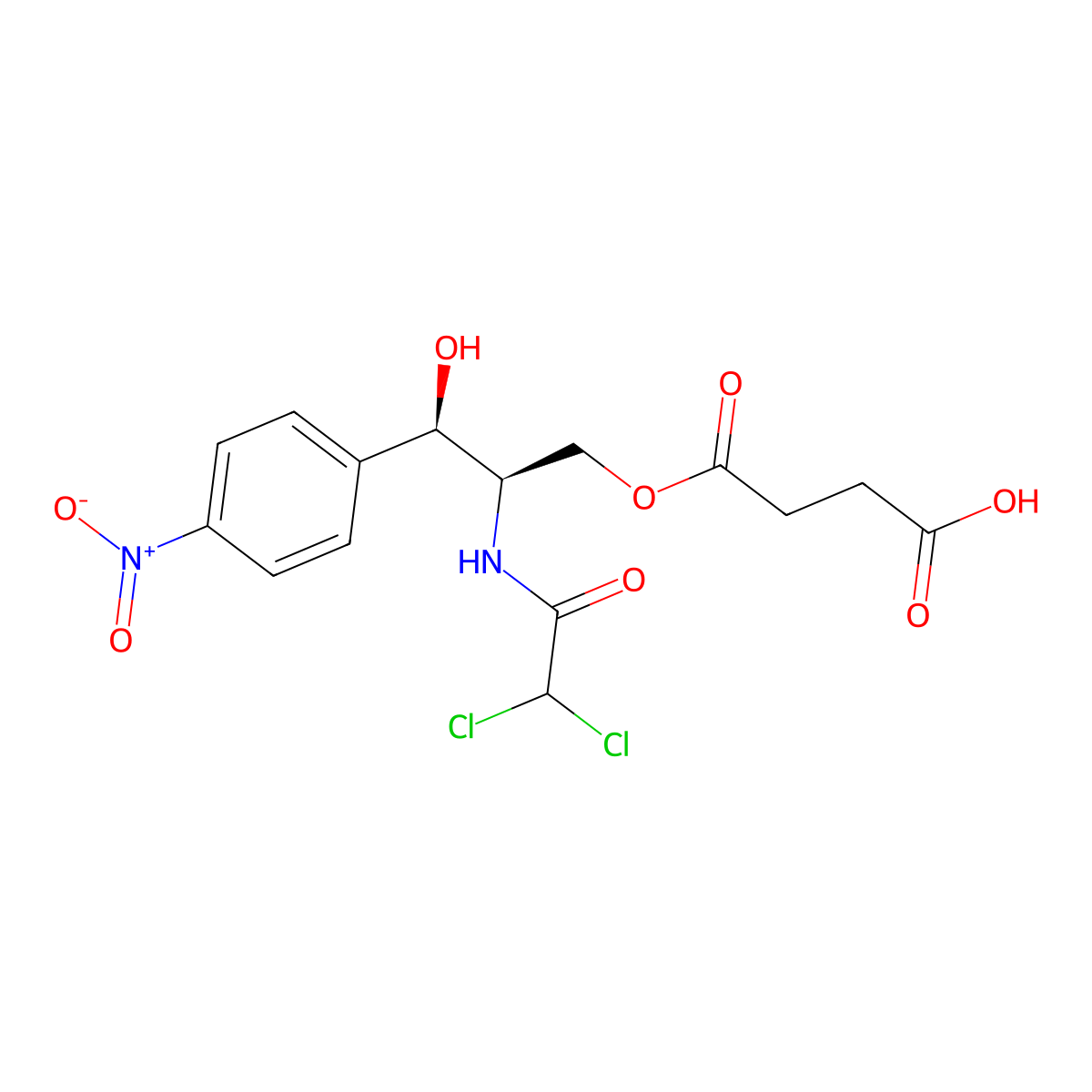 Chloramphenicol succinate molecular structure, CAS 3544-94-3