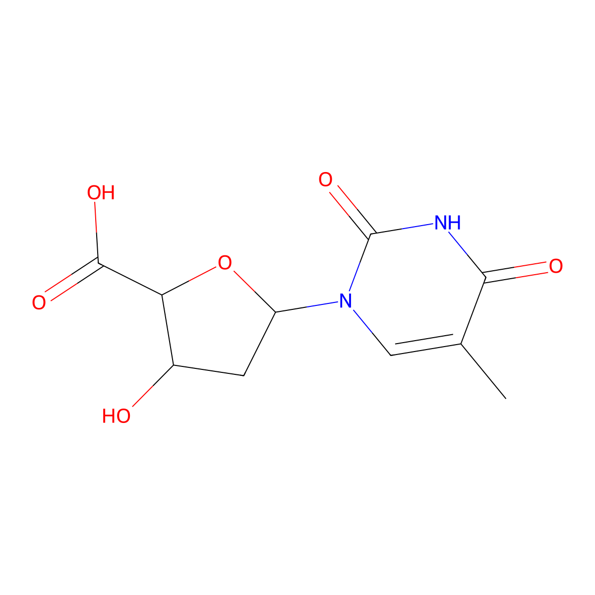 Thymidine-5'-carboxylic acid molecular structure, CAS 3544-99-8