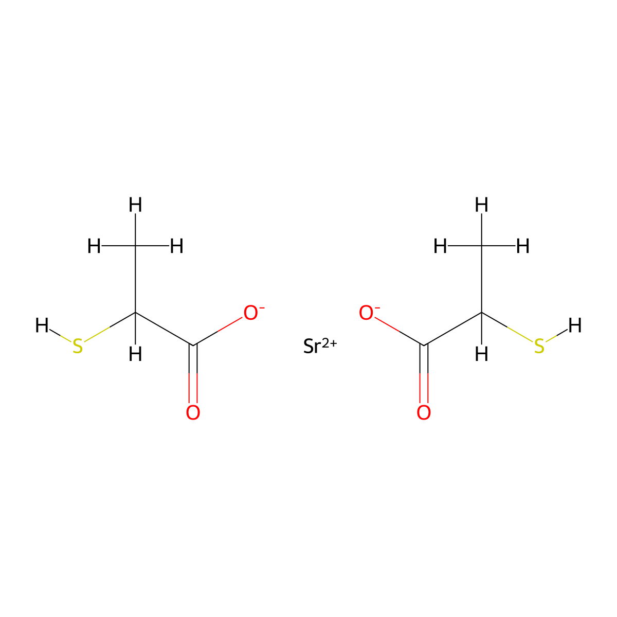 Strontium bis(2-mercaptopropionate) molecular structure, CAS 35440-77-8