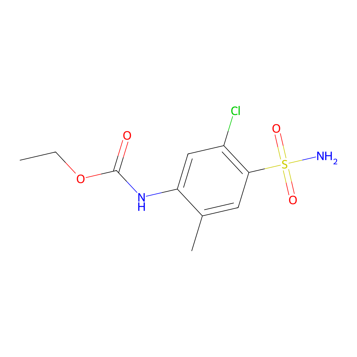 Ethyl (5-chloro-2-methyl-4-sulfamoylphenyl)carbamate molecular structure, CAS 35442-35-4