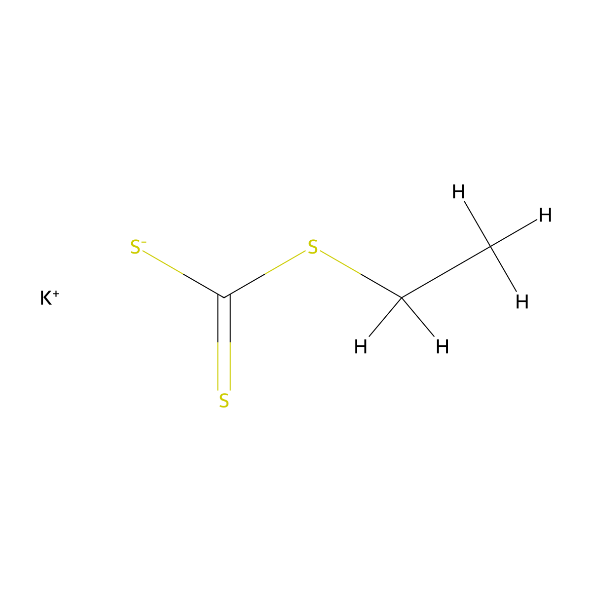 Potassium ethyl carbonotrithioate molecular structure, CAS 35444-20-3
