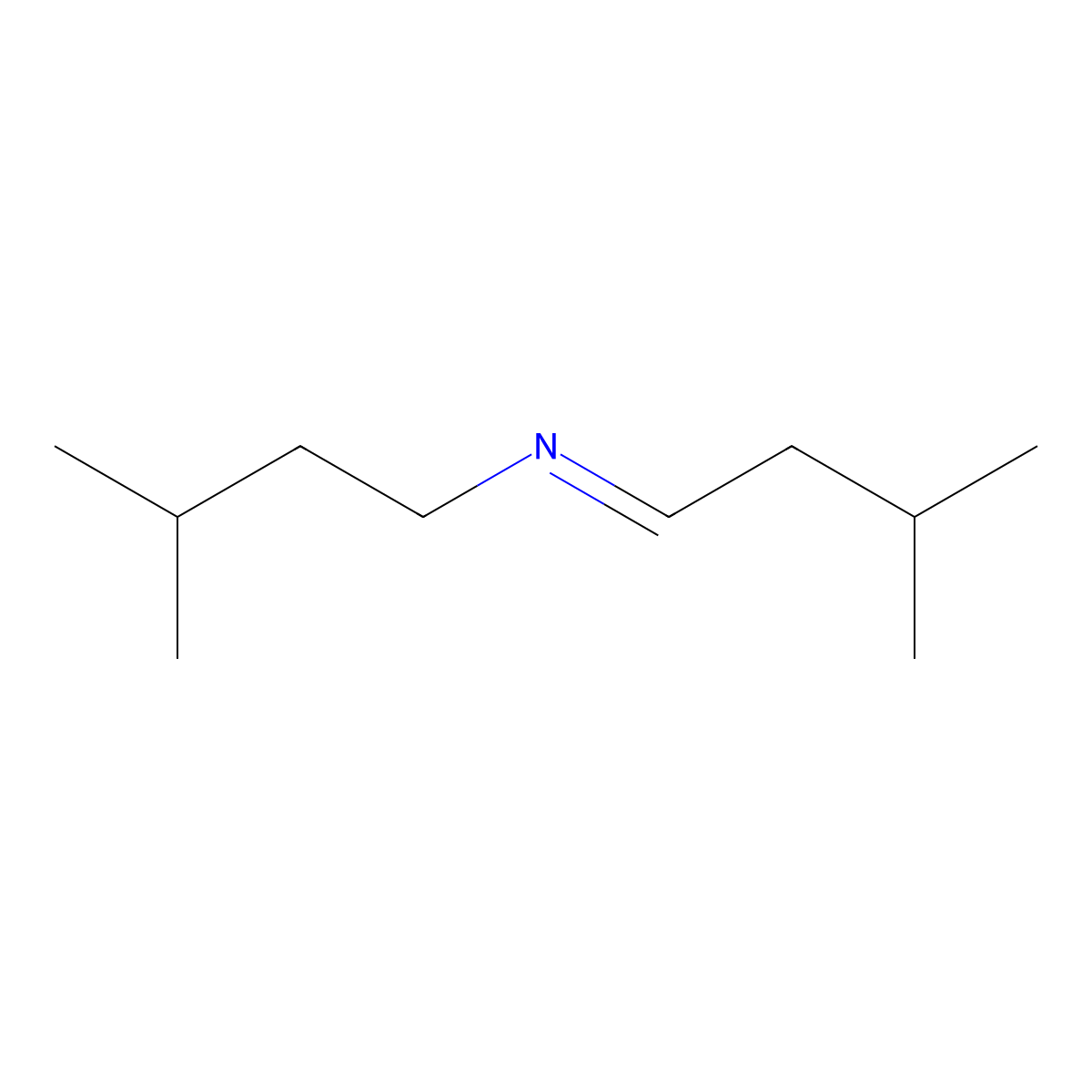 Isopentylidene isopentylamine molecular structure, CAS 35448-31-8