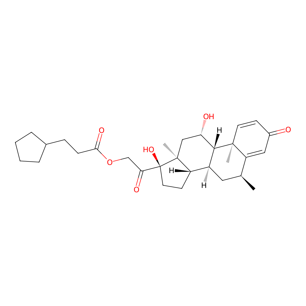 11beta,17,21-Trihydroxy-6alpha-methylpregna-1,4-diene-3,20-dione 21-(3-cyclopentylpropionate) molecular structure, CAS 3545-59-3