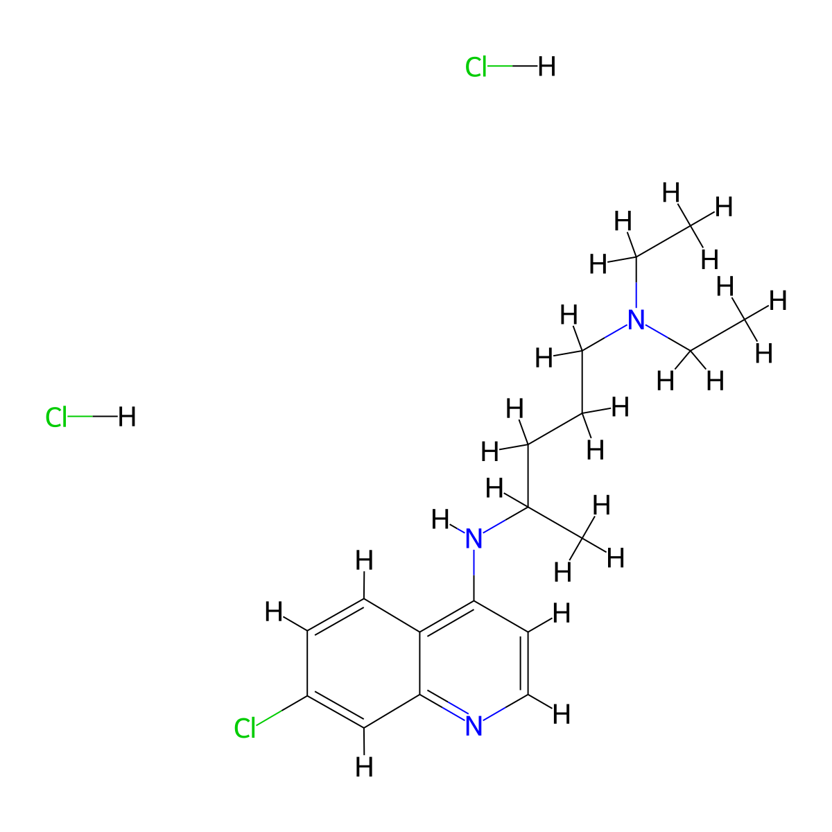 Chloroquine Hydrochloride molecular structure, CAS 3545-67-3