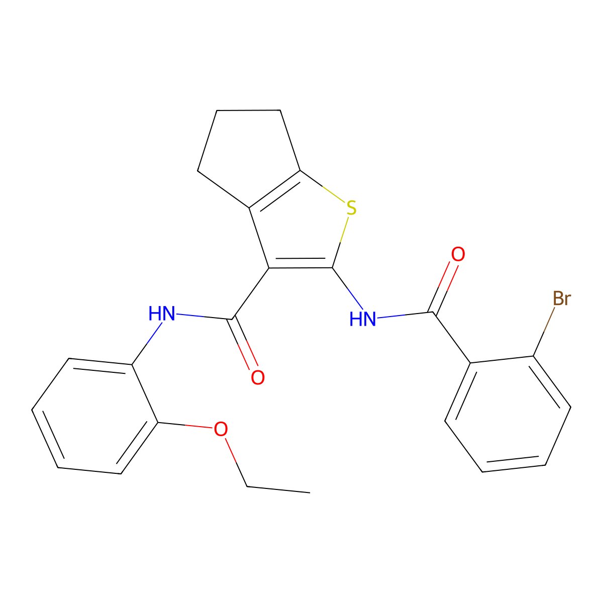 2-[(2-bromobenzoyl)amino]-N-(2-ethoxyphenyl)-5,6-dihydro-4H-cyclopenta[b]thiophene-3-carboxamide molecular structure, CAS 354531-40-1