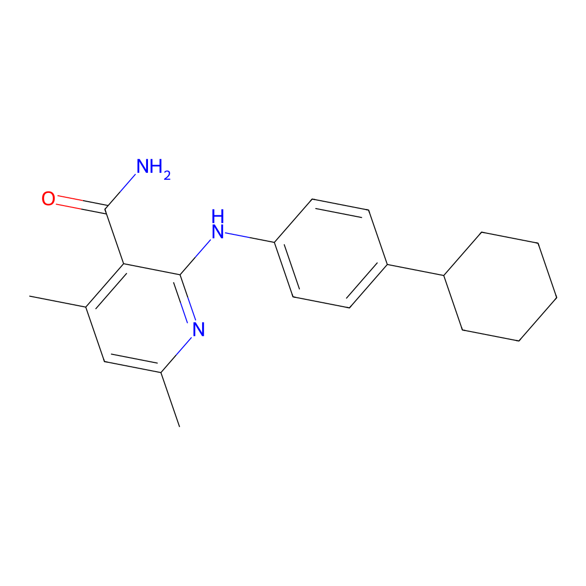 2-(4-Cyclohexylanilino)-4,6-dimethylpyridine-3-carboxamide molecular structure, CAS 354532-47-1