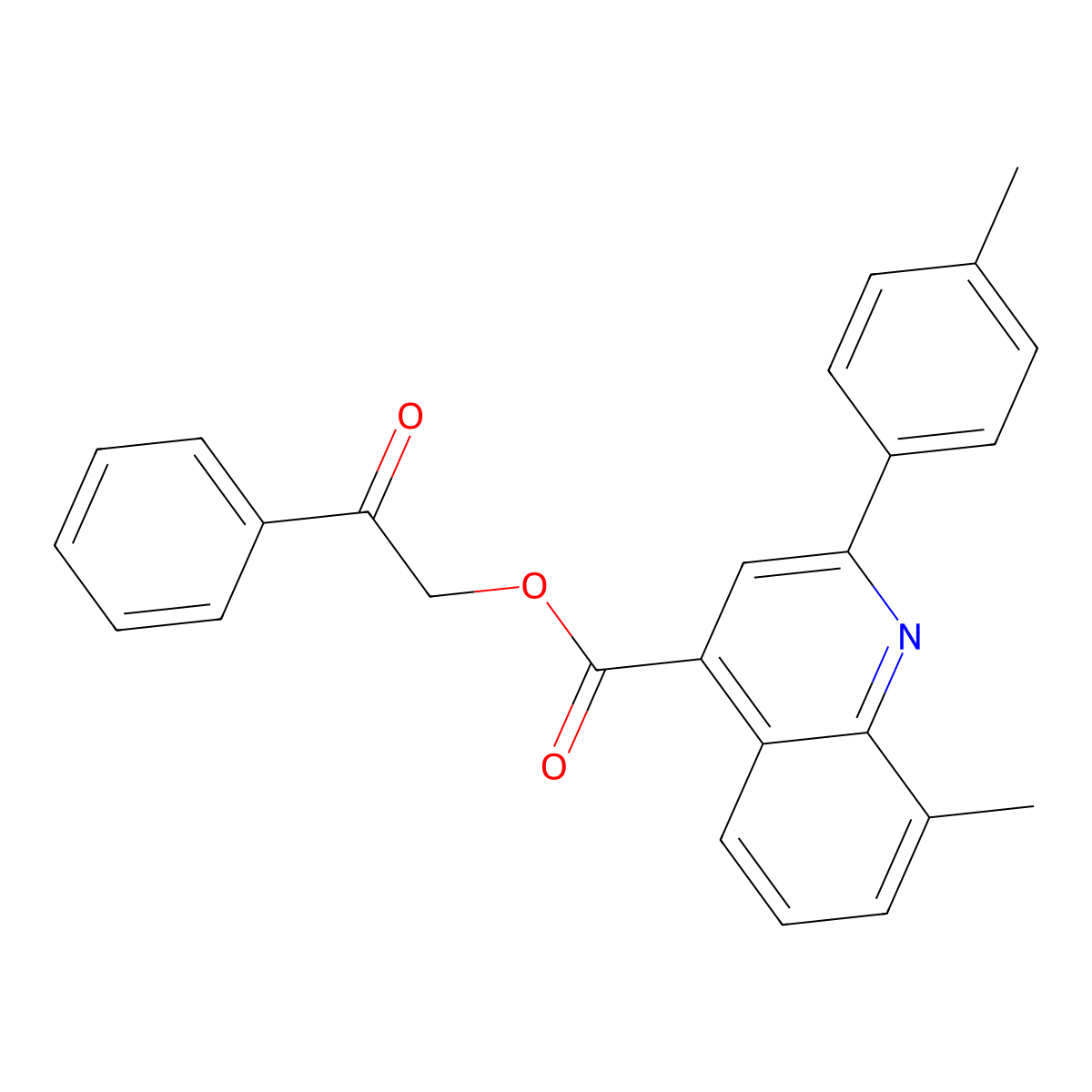 2-Oxo-2-phenylethyl 8-methyl-2-(4-methylphenyl)-4-quinolinecarboxylate molecular structure, CAS 354533-11-2