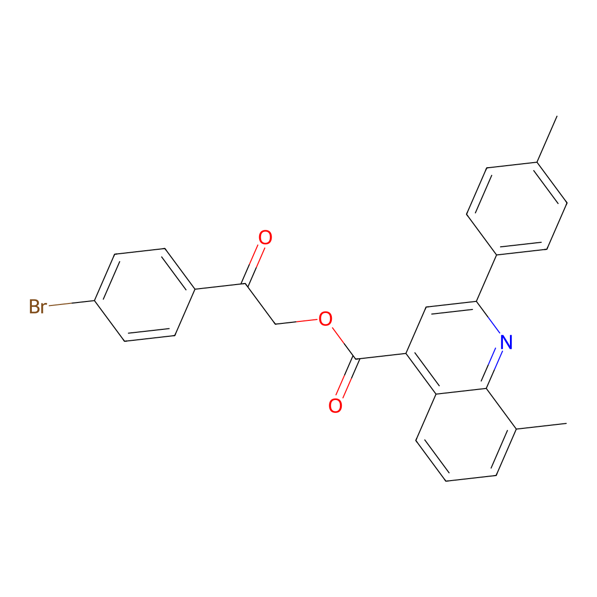 [2-(4-Bromophenyl)-2-oxoethyl] 8-methyl-2-(4-methylphenyl)quinoline-4-carboxylate molecular structure, CAS 354533-13-4