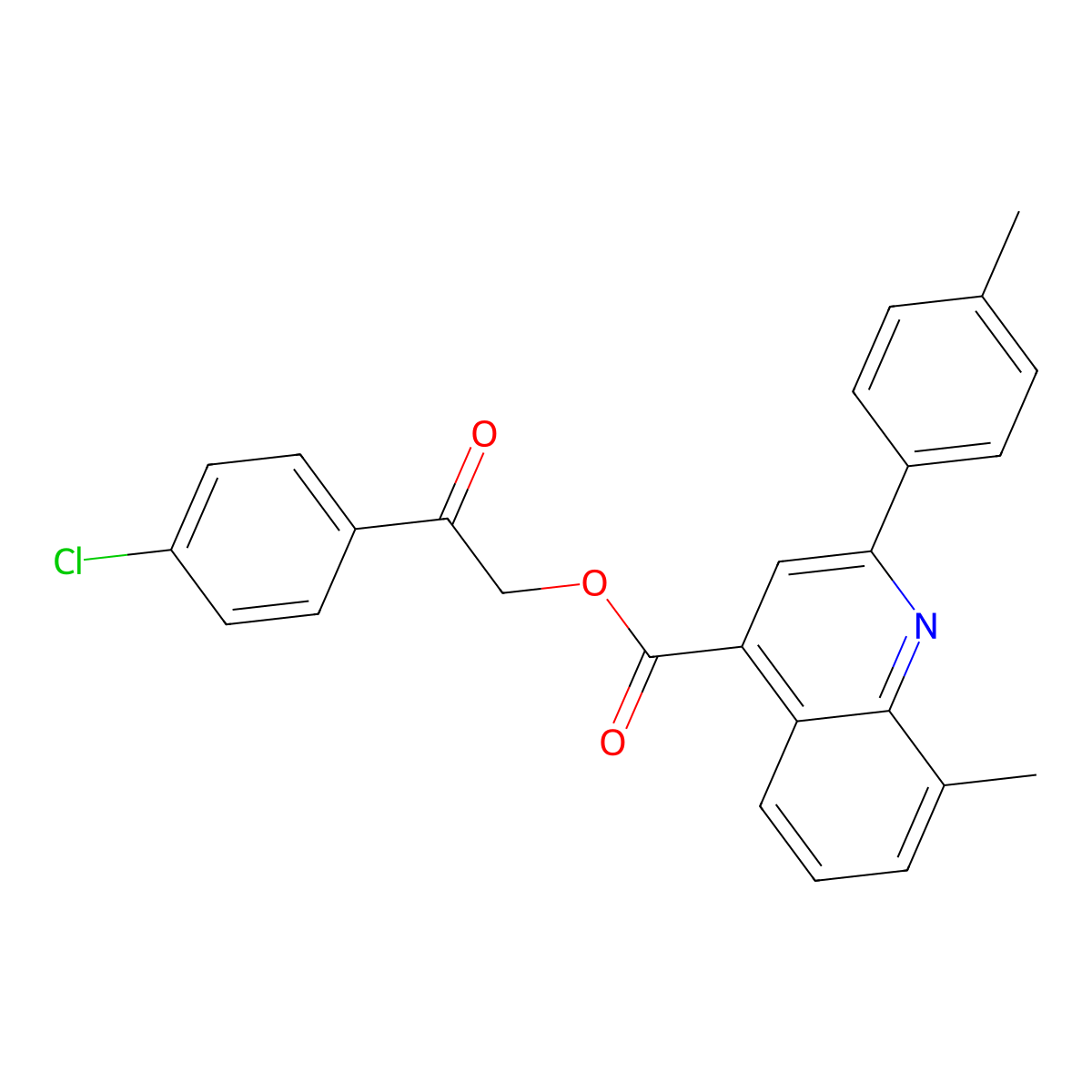 2-(4-Chlorophenyl)-2-oxoethyl 8-methyl-2-(4-methylphenyl)-4-quinolinecarboxylate molecular structure, CAS 354533-15-6