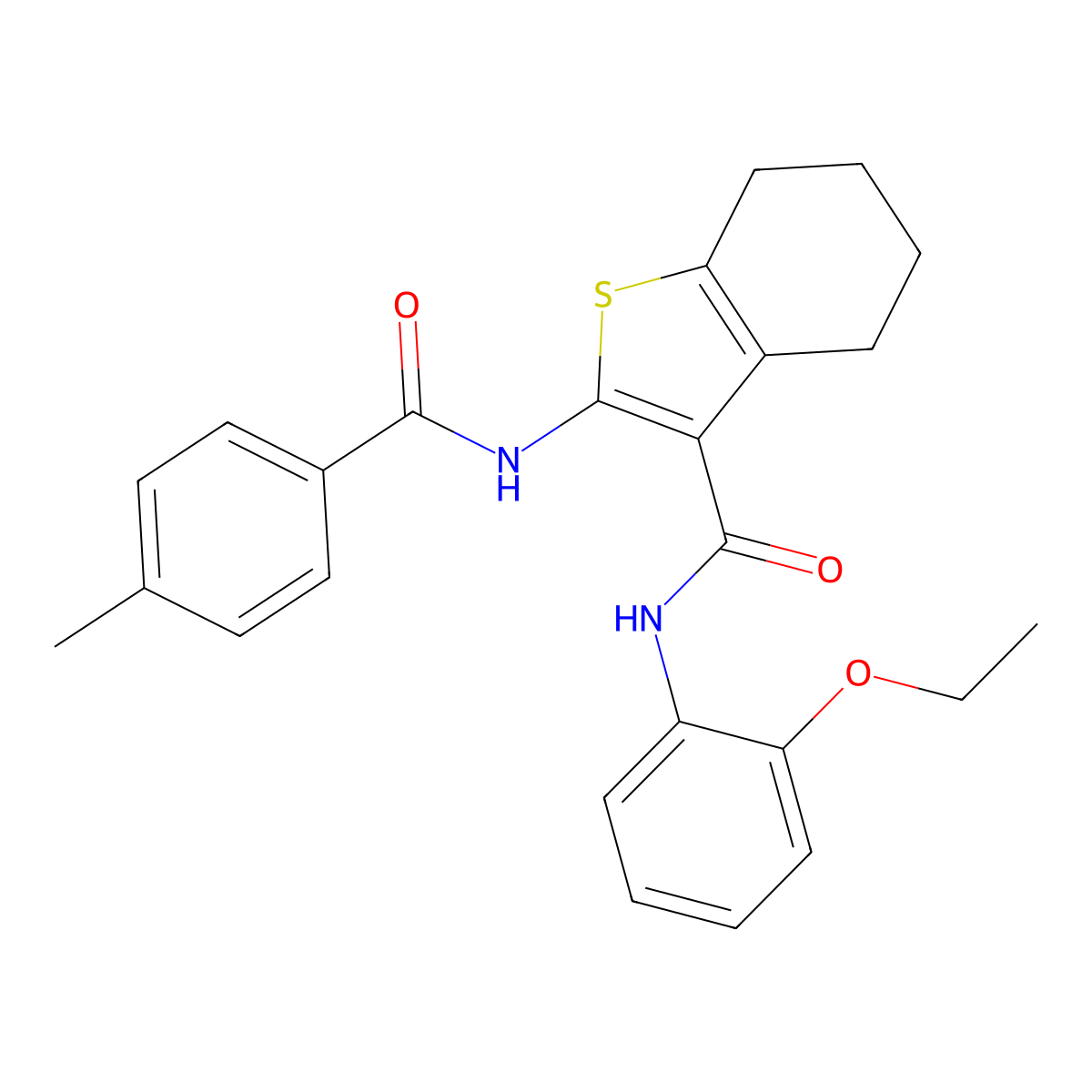 N-(2-ethoxyphenyl)-2-[(4-methylbenzoyl)amino]-4,5,6,7-tetrahydro-1-benzothiophene-3-carboxamide molecular structure, CAS 354533-28-1