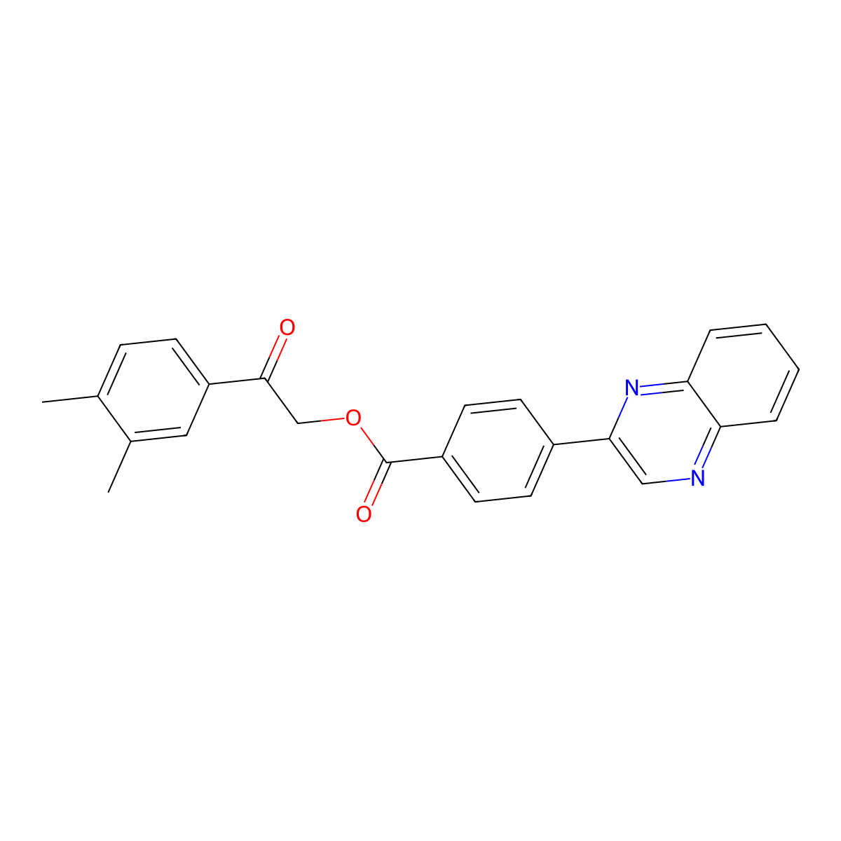 2-(3,4-Dimethylphenyl)-2-oxoethyl 4-(quinoxalin-2-yl)benzoate molecular structure, CAS 354533-71-4