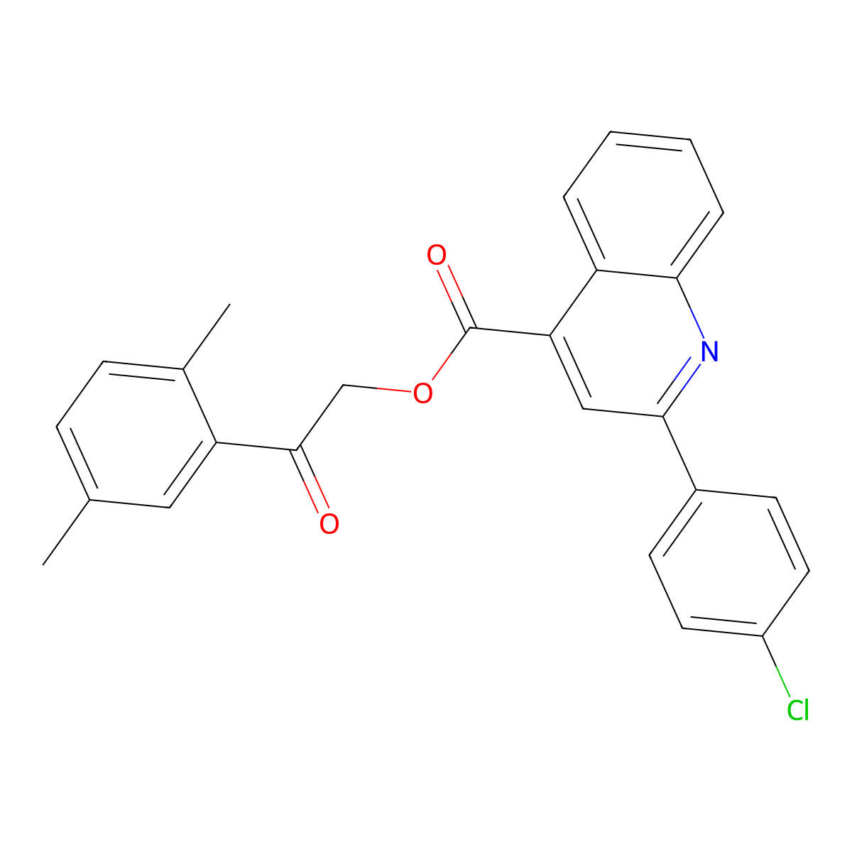 2-(2,5-Dimethylphenyl)-2-oxoethyl 2-(4-chlorophenyl)quinoline-4-carboxylate molecular structure, CAS 354533-81-6