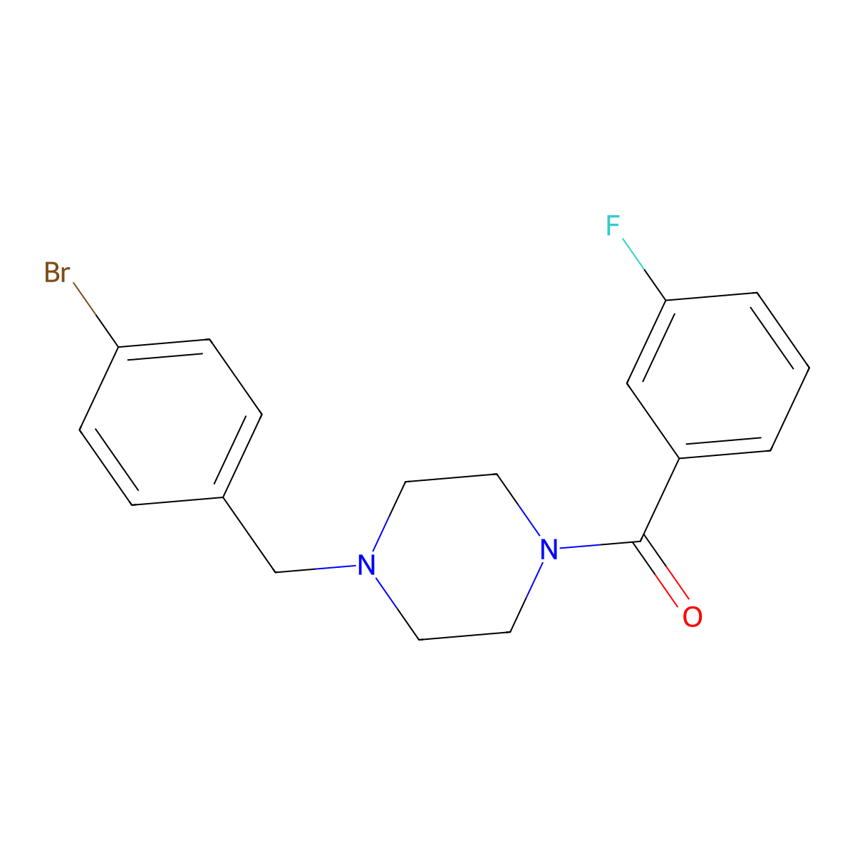 [4-[(4-Bromophenyl)methyl]piperazin-1-yl]-(3-fluorophenyl)methanone molecular structure, CAS 354535-50-5