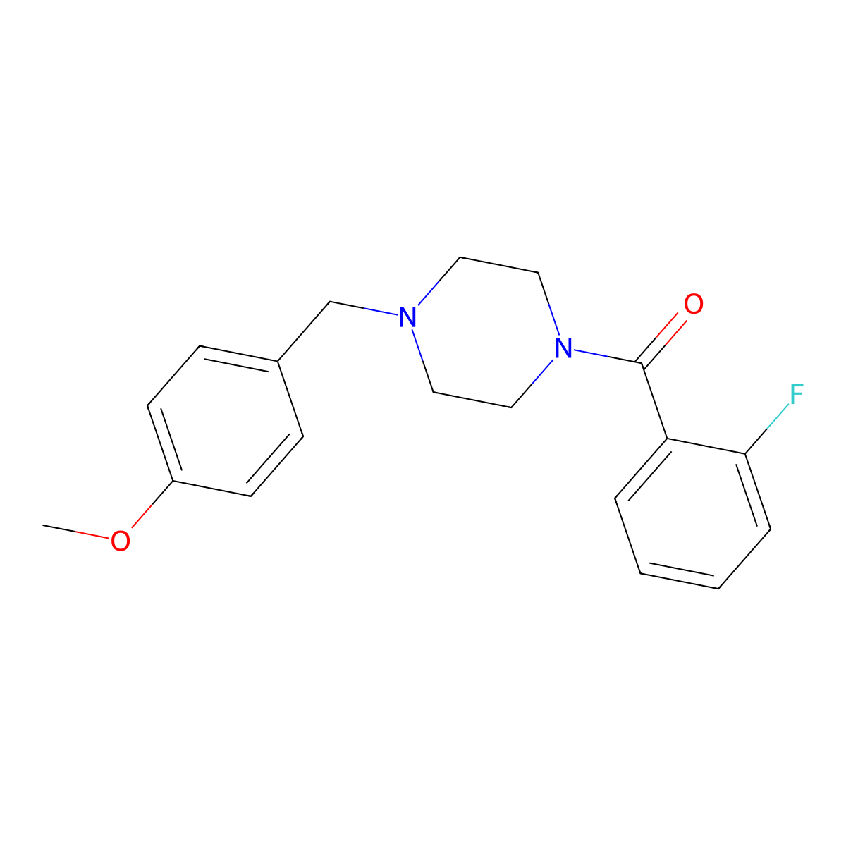 (2-Fluorophenyl)-[4-[(4-methoxyphenyl)methyl]piperazin-1-yl]methanone molecular structure, CAS 354535-52-7