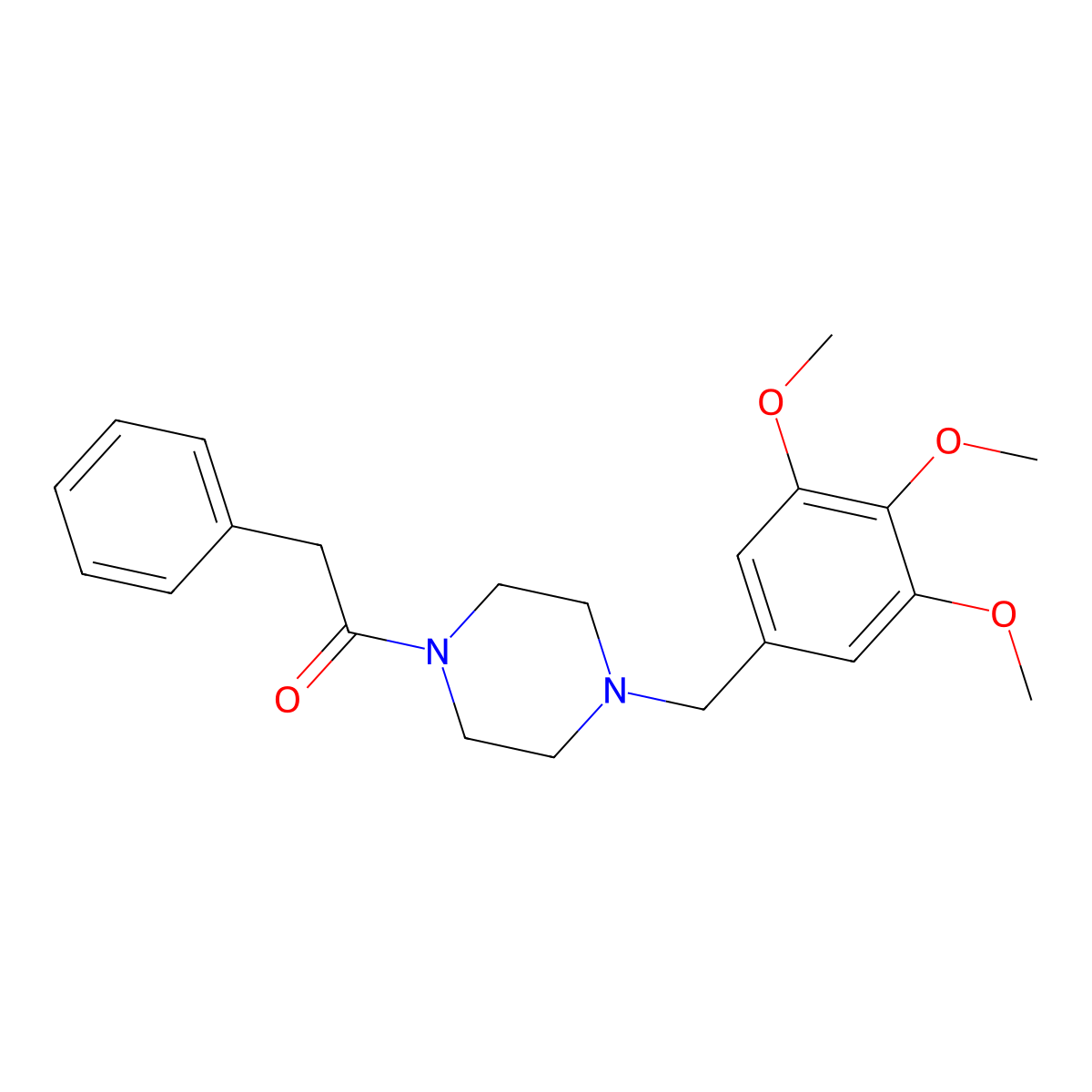 2-Phenyl-1-[4-[(3,4,5-trimethoxyphenyl)methyl]piperazin-1-yl]ethanone molecular structure, CAS 354535-56-1