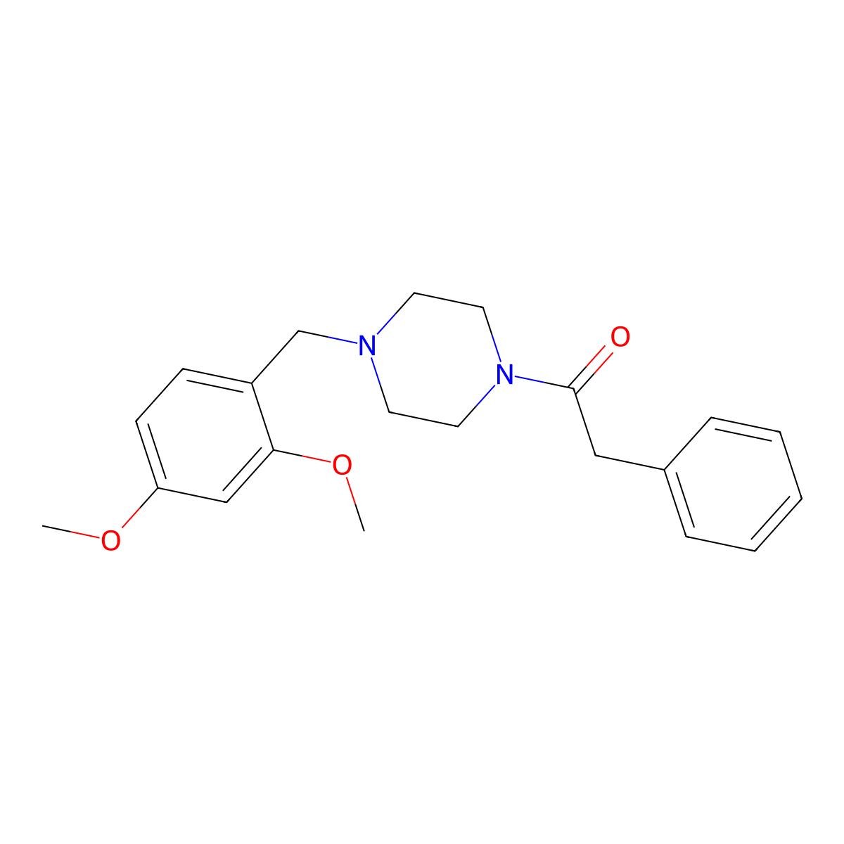 1-[4-[(2,4-Dimethoxyphenyl)methyl]piperazin-1-yl]-2-phenylethanone molecular structure, CAS 354535-65-2
