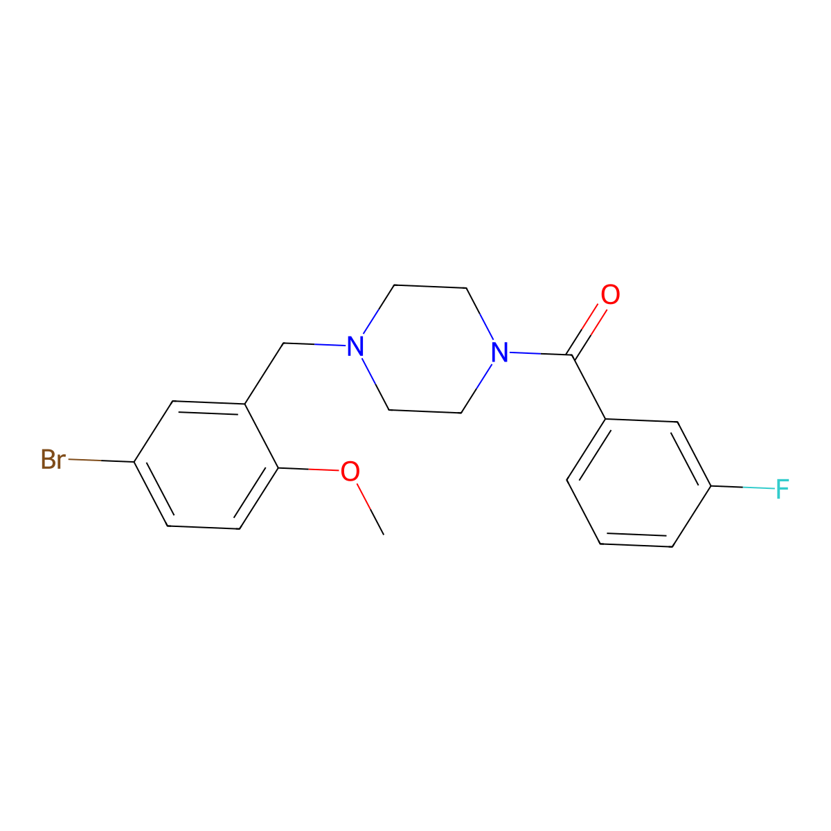 [4-[(5-Bromo-2-methoxyphenyl)methyl]piperazin-1-yl]-(3-fluorophenyl)methanone molecular structure, CAS 354535-68-5