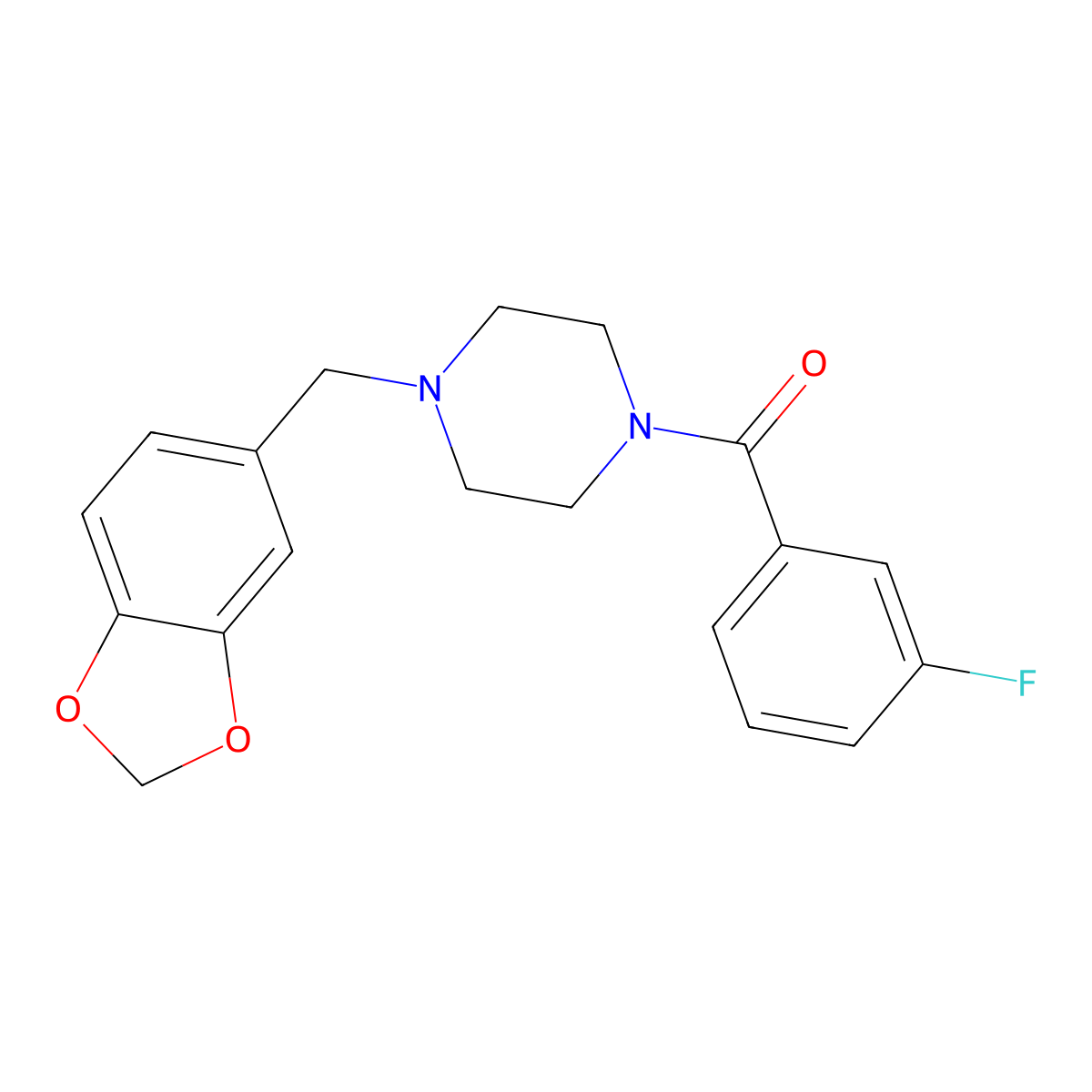 [4-(1,3-Benzodioxol-5-ylmethyl)piperazin-1-yl]-(3-fluorophenyl)methanone molecular structure, CAS 354535-77-6