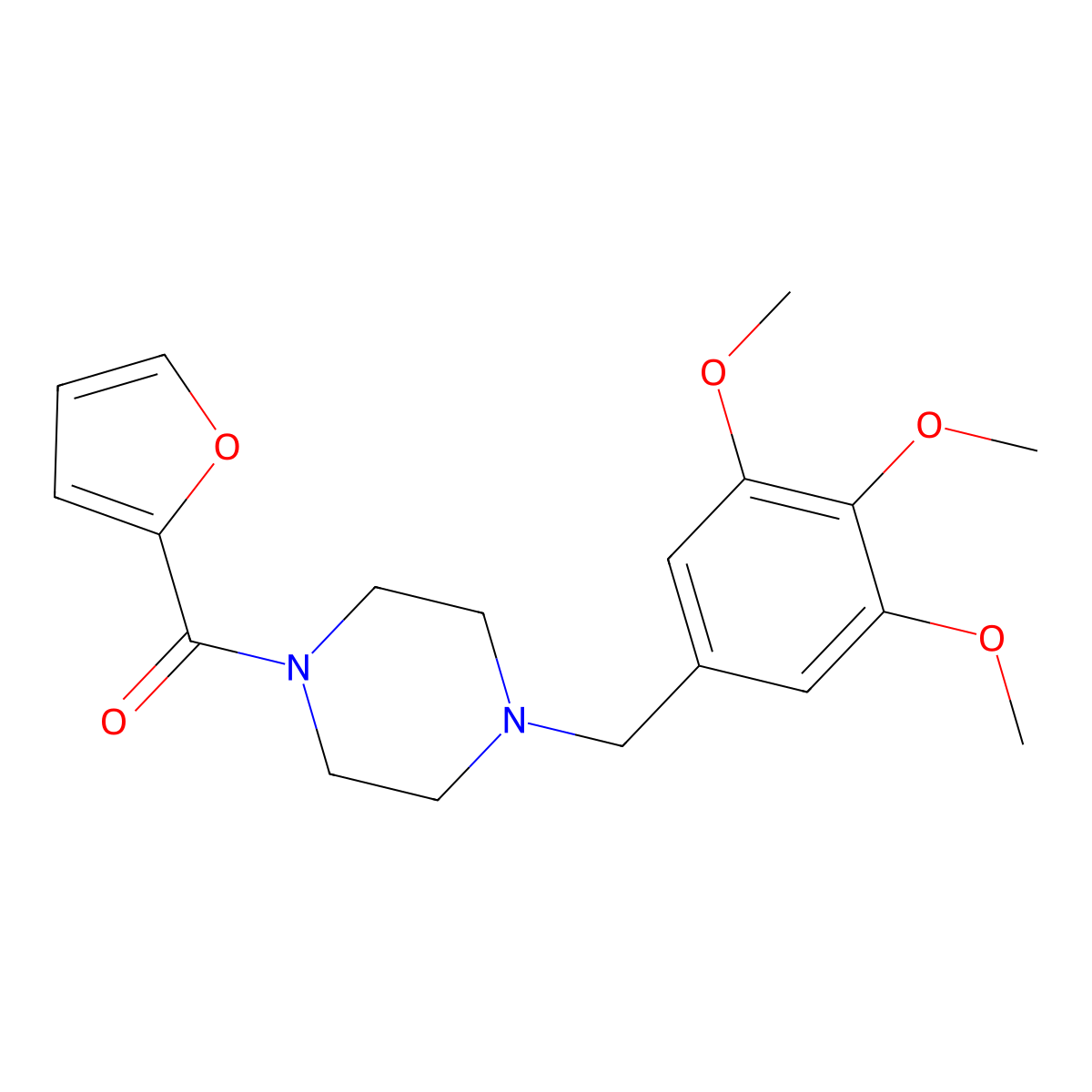 Furan-2-yl-[4-[(3,4,5-trimethoxyphenyl)methyl]piperazin-1-yl]methanone molecular structure, CAS 354535-87-8