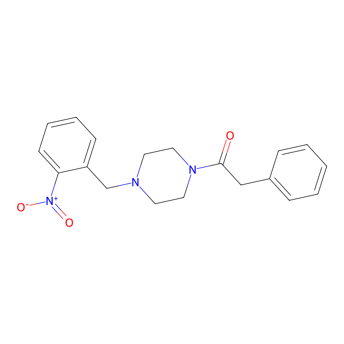 1-[4-(2-Nitrobenzyl)piperazin-1-yl]-2-phenylethanone molecular structure, CAS 354536-10-0