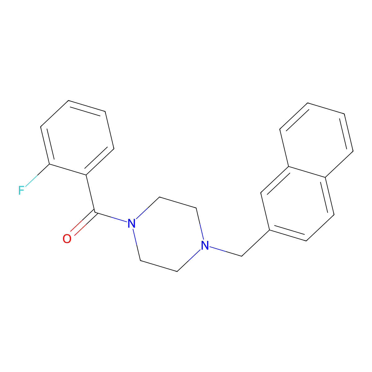 (2-Fluorophenyl)-[4-(naphthalen-2-ylmethyl)piperazin-1-yl]methanone molecular structure, CAS 354536-17-7