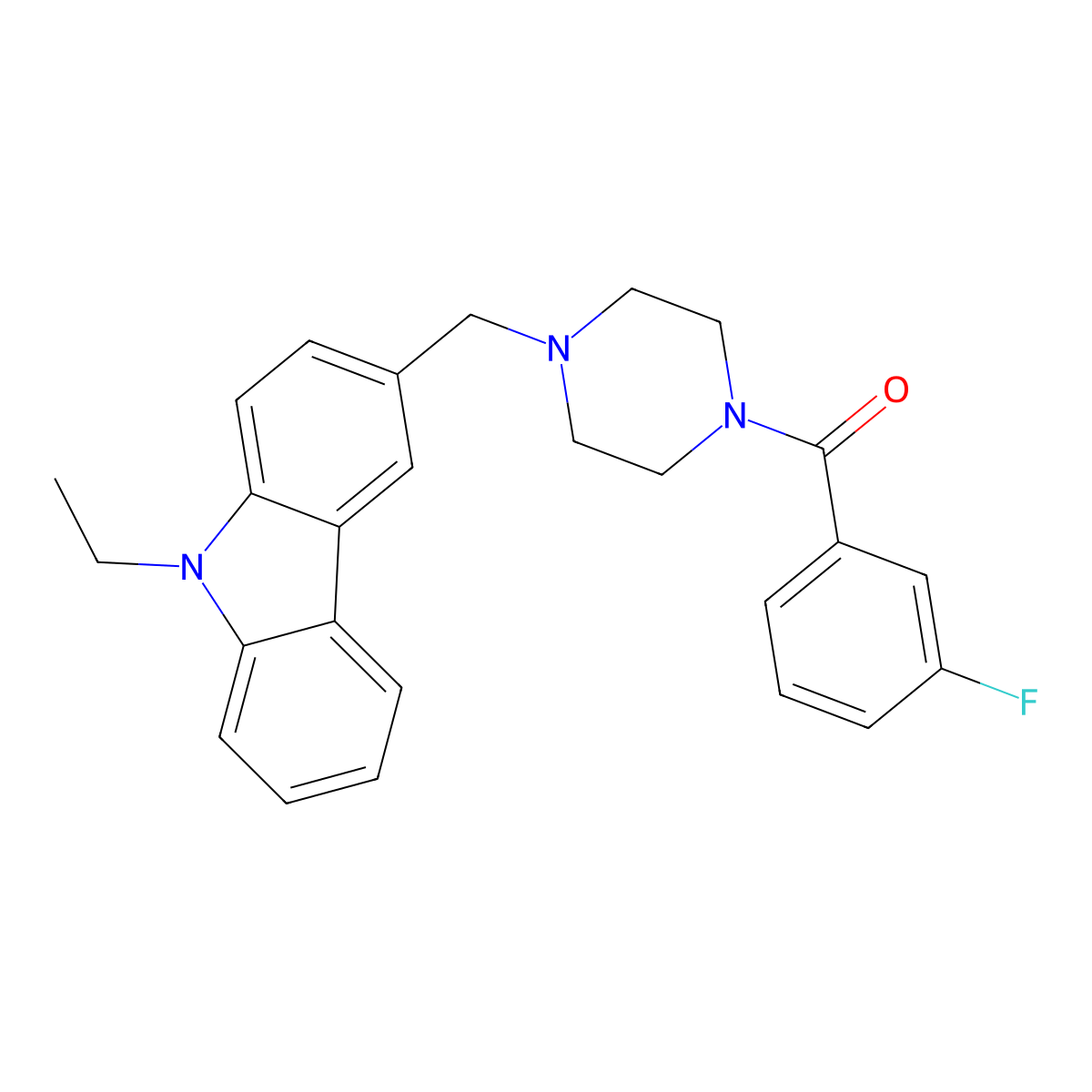 [4-[(9-Ethylcarbazol-3-yl)methyl]piperazin-1-yl]-(3-fluorophenyl)methanone molecular structure, CAS 354536-19-9