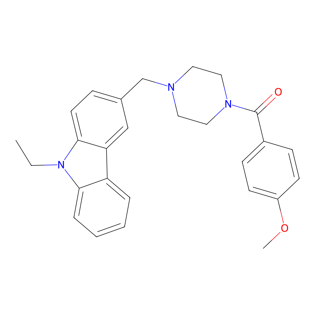 [4-[(9-Ethylcarbazol-3-yl)methyl]piperazin-1-yl]-(4-methoxyphenyl)methanone molecular structure, CAS 354536-23-5