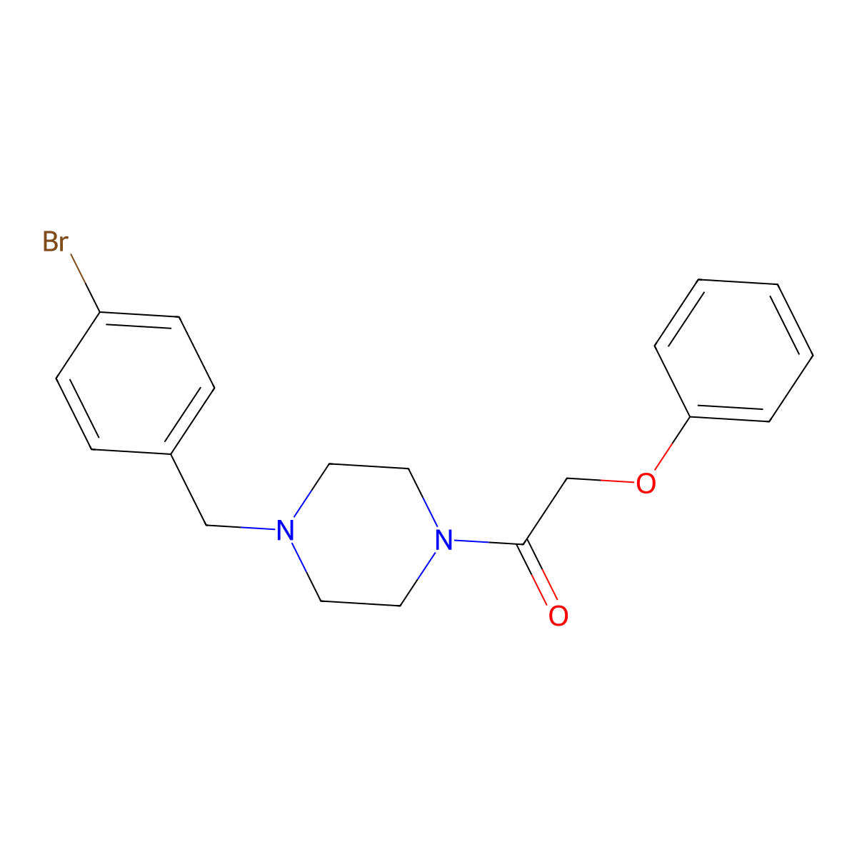 1-[4-[(4-Bromophenyl)methyl]piperazin-1-yl]-2-phenoxyethanone molecular structure, CAS 354536-33-7