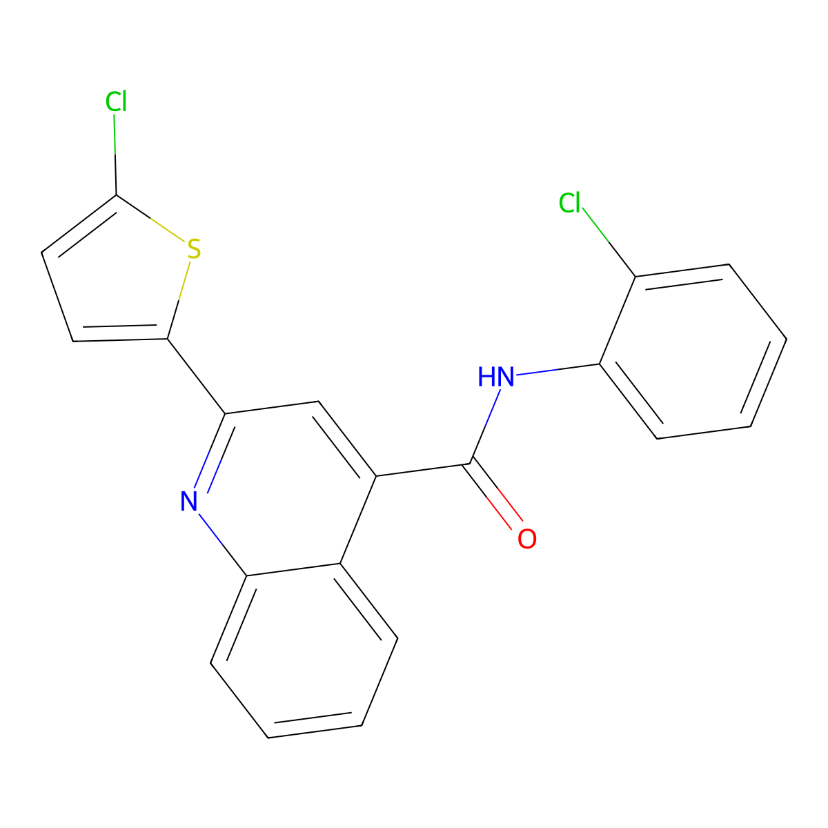 N-(2-chlorophenyl)-2-(5-chloro-2-thienyl)-4-quinolinecarboxamide molecular structure, CAS 354536-72-4