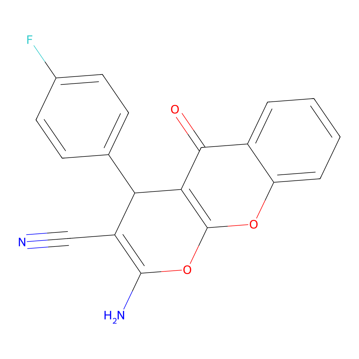 2-amino-4-(4-fluorophenyl)-5-oxo-4H-pyrano[2,3-b]chromene-3-carbonitrile molecular structure, CAS 354537-09-0