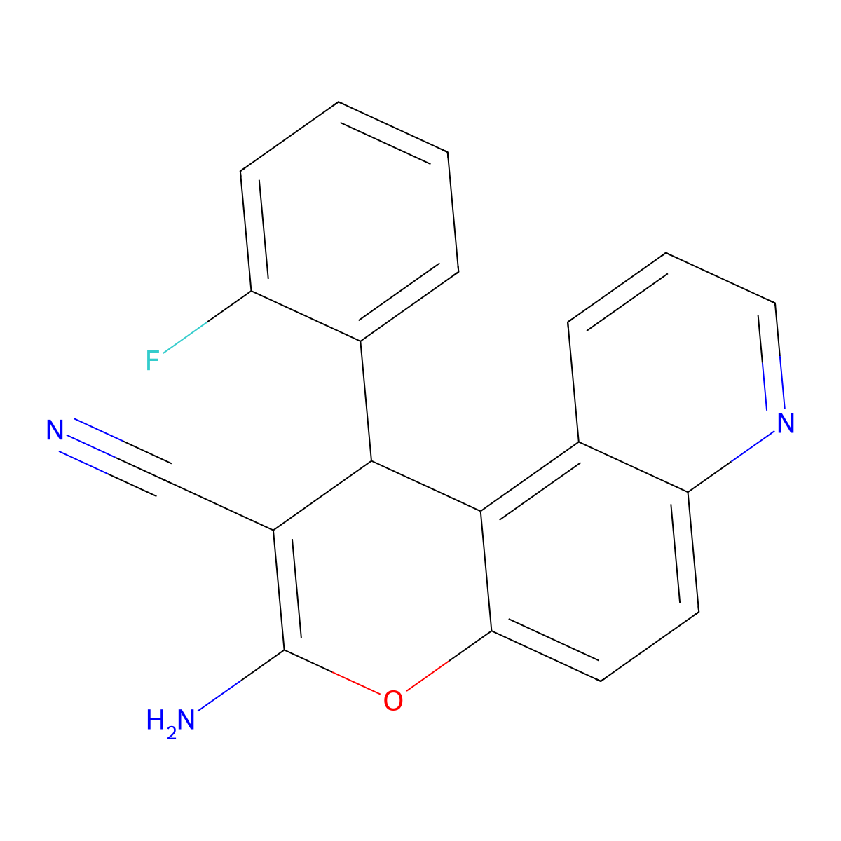 3-amino-1-(2-fluorophenyl)-1H-pyrano[3,2-f]quinoline-2-carbonitrile molecular structure, CAS 354537-12-5