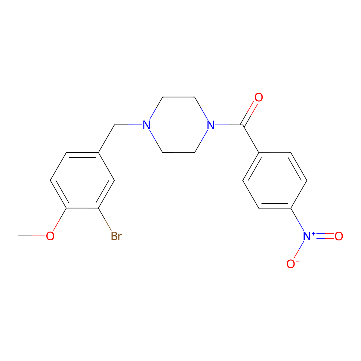 [4-[(3-Bromo-4-methoxyphenyl)methyl]piperazin-1-yl]-(4-nitrophenyl)methanone molecular structure, CAS 354537-19-2