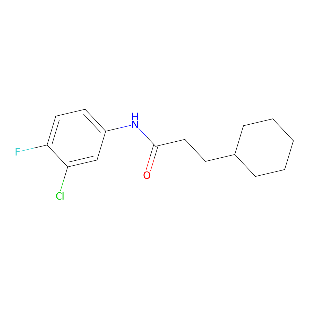 N-(3-chloro-4-fluorophenyl)-3-cyclohexylpropanamide molecular structure, CAS 354537-22-7
