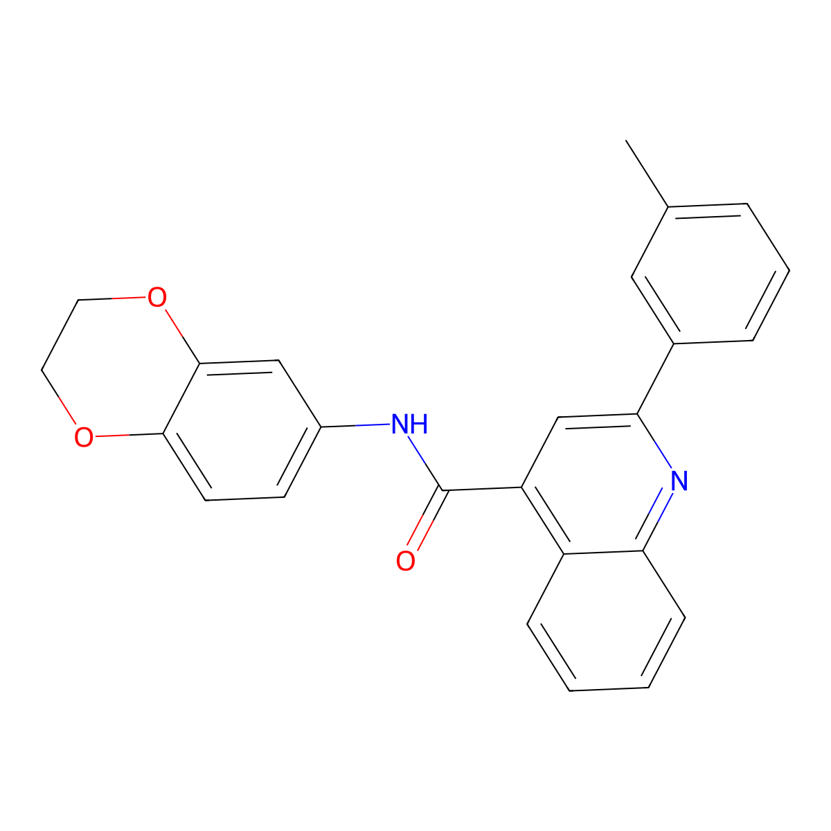 N-(2,3-dihydro-1,4-benzodioxin-6-yl)-2-(3-methylphenyl)-4-quinolinecarboxamide molecular structure, CAS 354537-50-1
