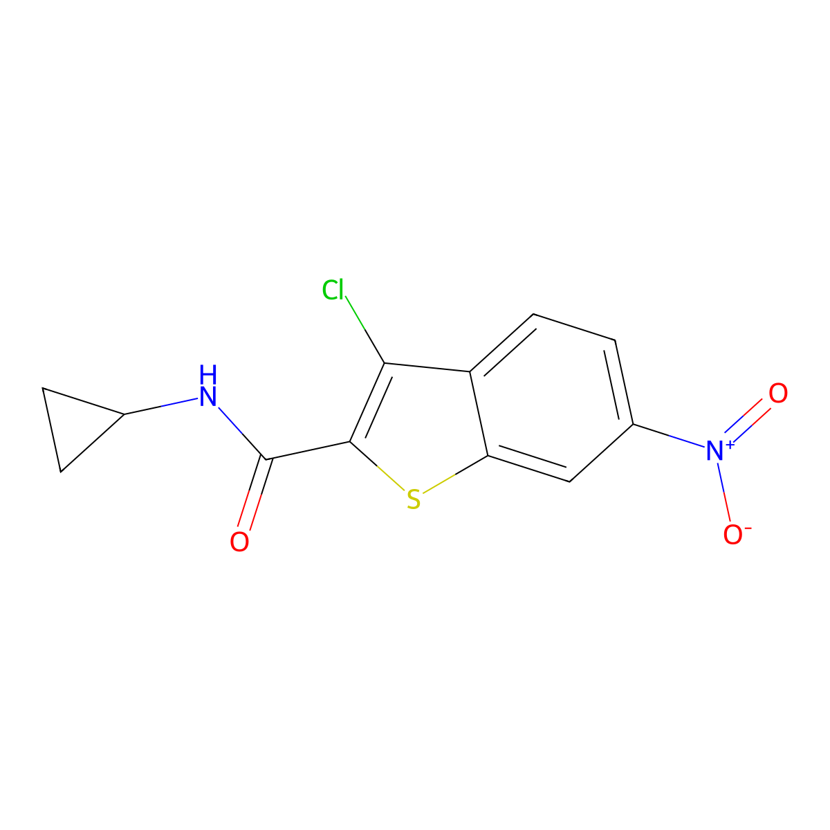 3-chloro-N-cyclopropyl-6-nitro-1-benzothiophene-2-carboxamide molecular structure, CAS 354537-95-4