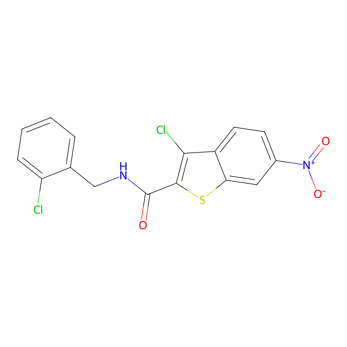 3-chloro-N-[(2-chlorophenyl)methyl]-6-nitro-1-benzothiophene-2-carboxamide molecular structure, CAS 354537-96-5