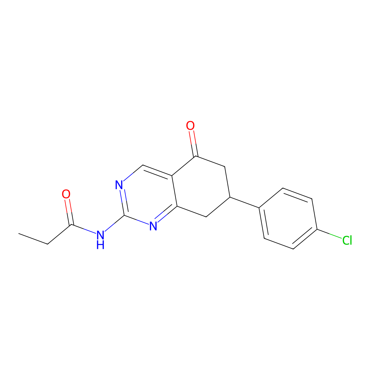 N-[7-(4-chlorophenyl)-5-oxo-7,8-dihydro-6H-quinazolin-2-yl]propanamide molecular structure, CAS 354538-20-8