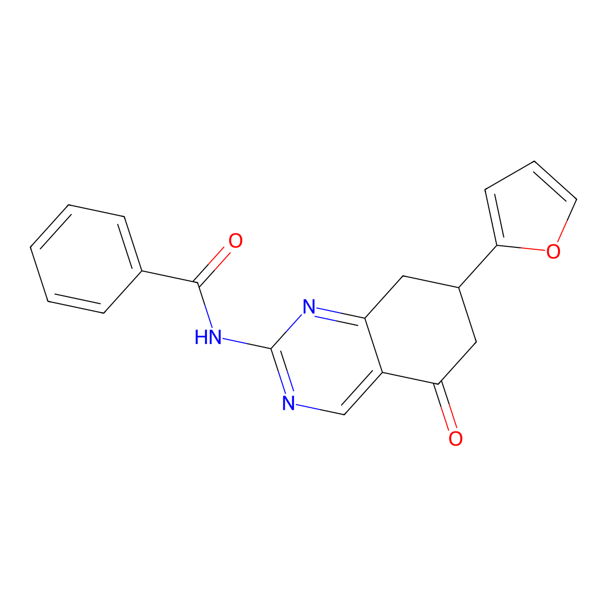 N-[7-(2-furyl)-5-oxo-5,6,7,8-tetrahydro-2-quinazolinyl]benzamide molecular structure, CAS 354538-22-0