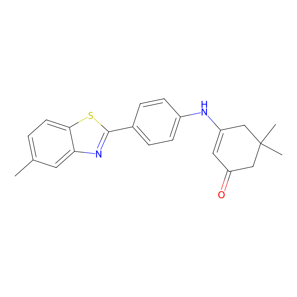 5,5-Dimethyl-3-[4-(5-methyl-1,3-benzothiazol-2-yl)anilino]cyclohex-2-en-1-one molecular structure, CAS 354538-24-2
