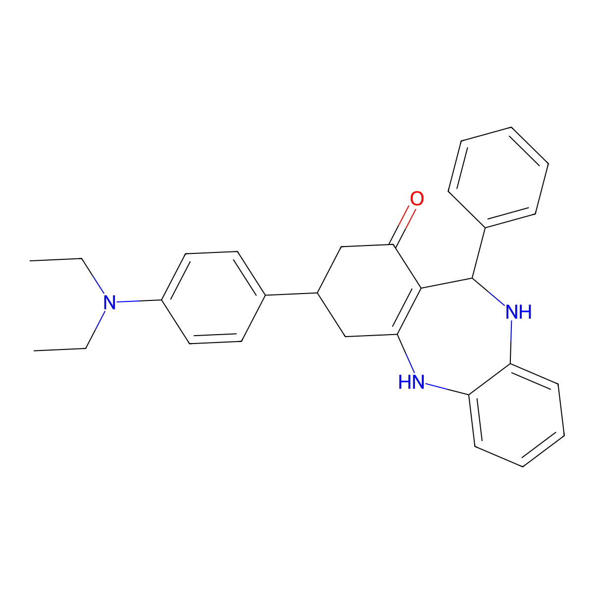 9-[4-(Diethylamino)phenyl]-6-phenyl-5,6,8,9,10,11-hexahydrobenzo[b][1,4]benzodiazepin-7-one molecular structure, CAS 354538-31-1