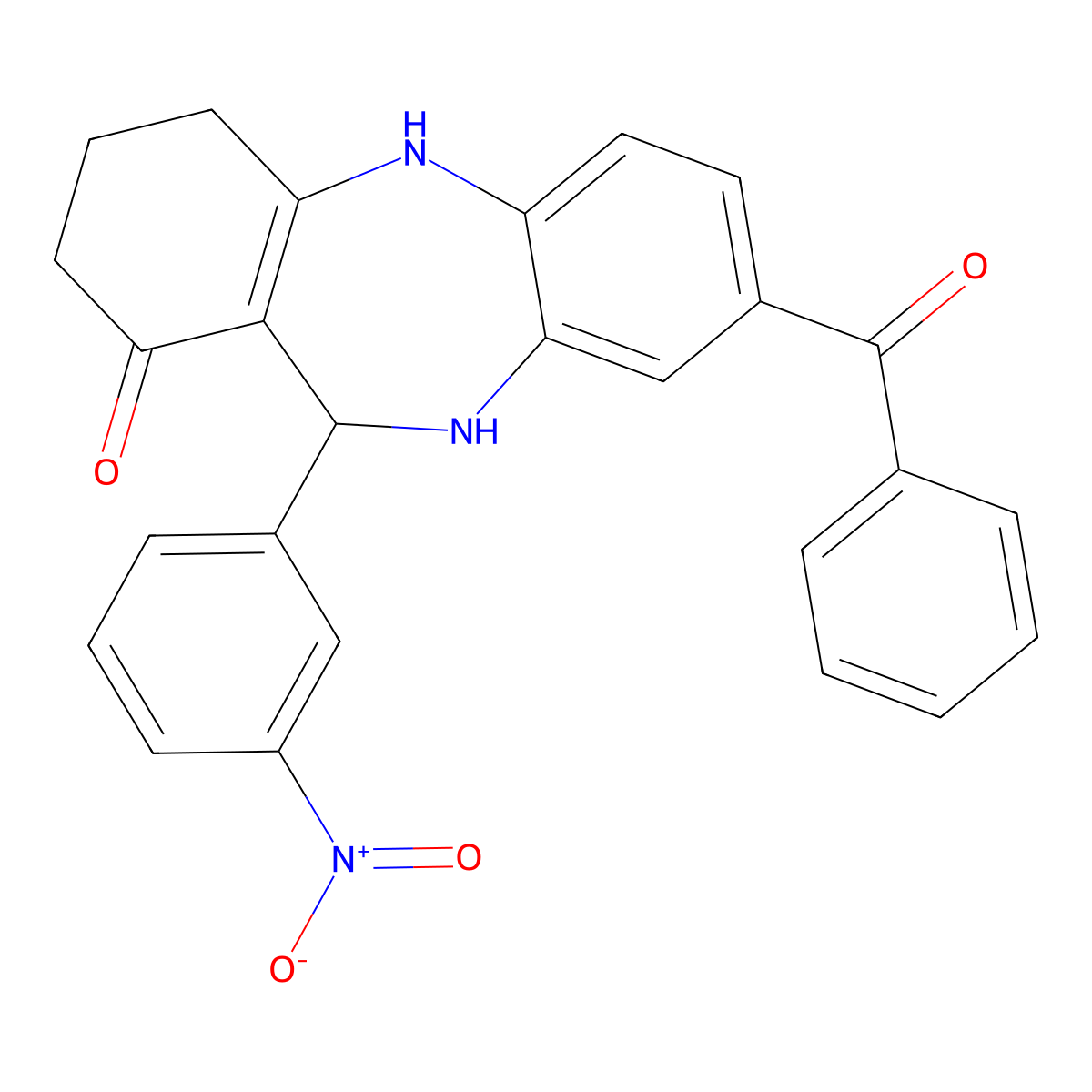 3-Benzoyl-6-(3-nitrophenyl)-5,6,8,9,10,11-hexahydrobenzo[b][1,4]benzodiazepin-7-one molecular structure, CAS 354538-53-7