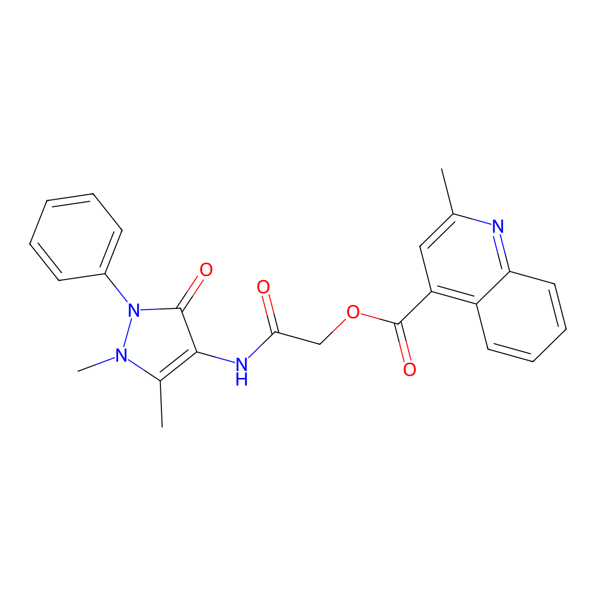 2-((1,5-dimethyl-3-oxo-2-phenyl-2,3-dihydro-1H-pyrazol-4-yl)amino)-2-oxoethyl 2-methylquinoline-4-carboxylate molecular structure, CAS 354538-94-6