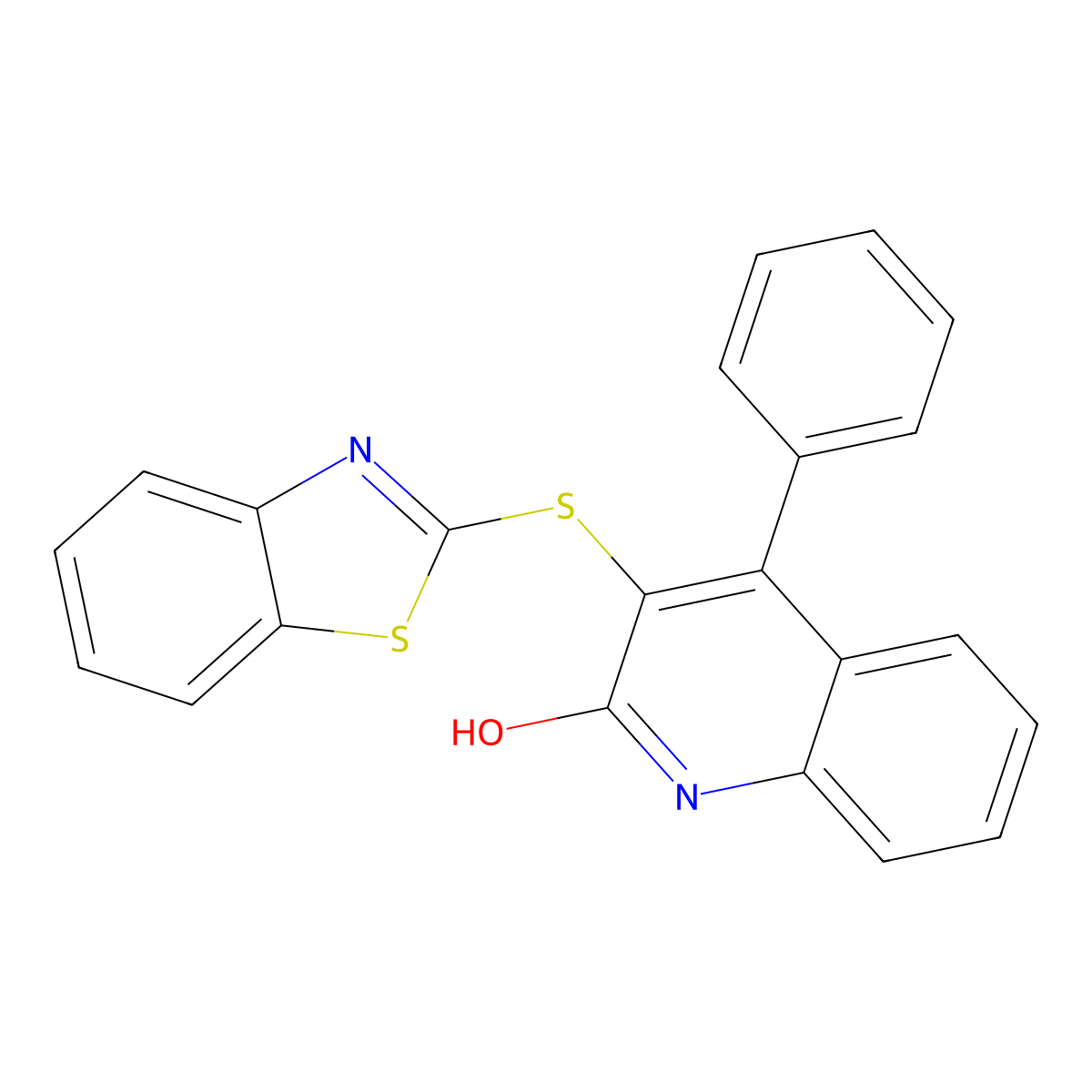 3-(1,3-Benzothiazol-2-ylsulfanyl)-4-phenyl-2-quinolinol molecular structure, CAS 354539-01-8