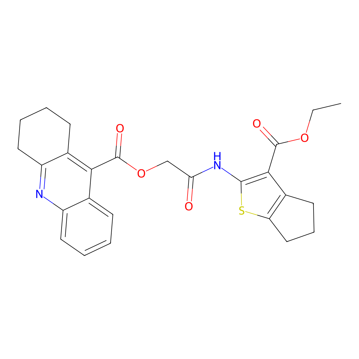 2-((3-(ethoxycarbonyl)-5,6-dihydro-4H-cyclopenta[b]thiophen-2-yl)amino)-2-oxoethyl 1,2,3,4-tetrahydroacridine-9-carboxylate molecular structure, CAS 354539-47-2