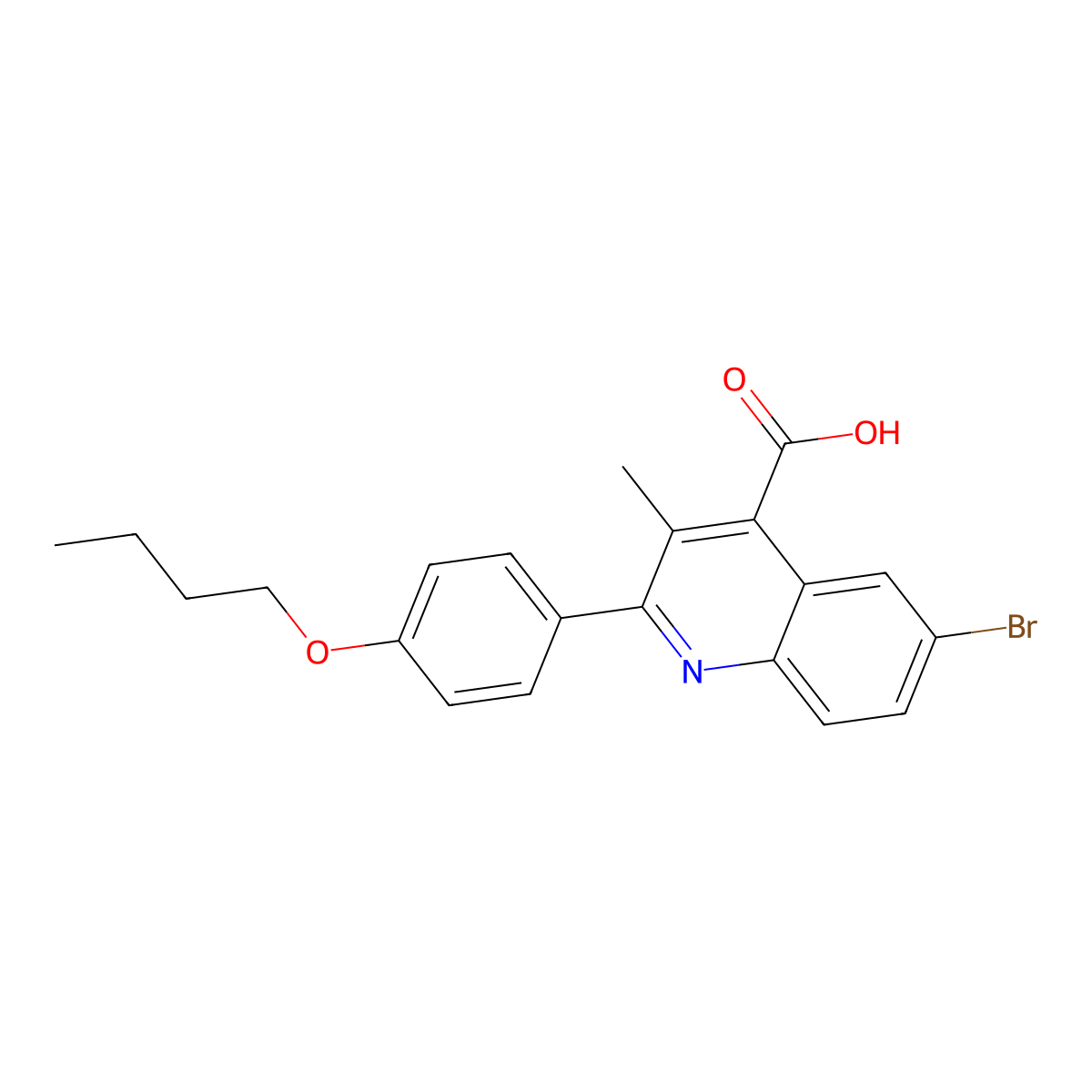 6-Bromo-2-(4-butoxyphenyl)-3-methylquinoline-4-carboxylic acid molecular structure, CAS 354539-57-4