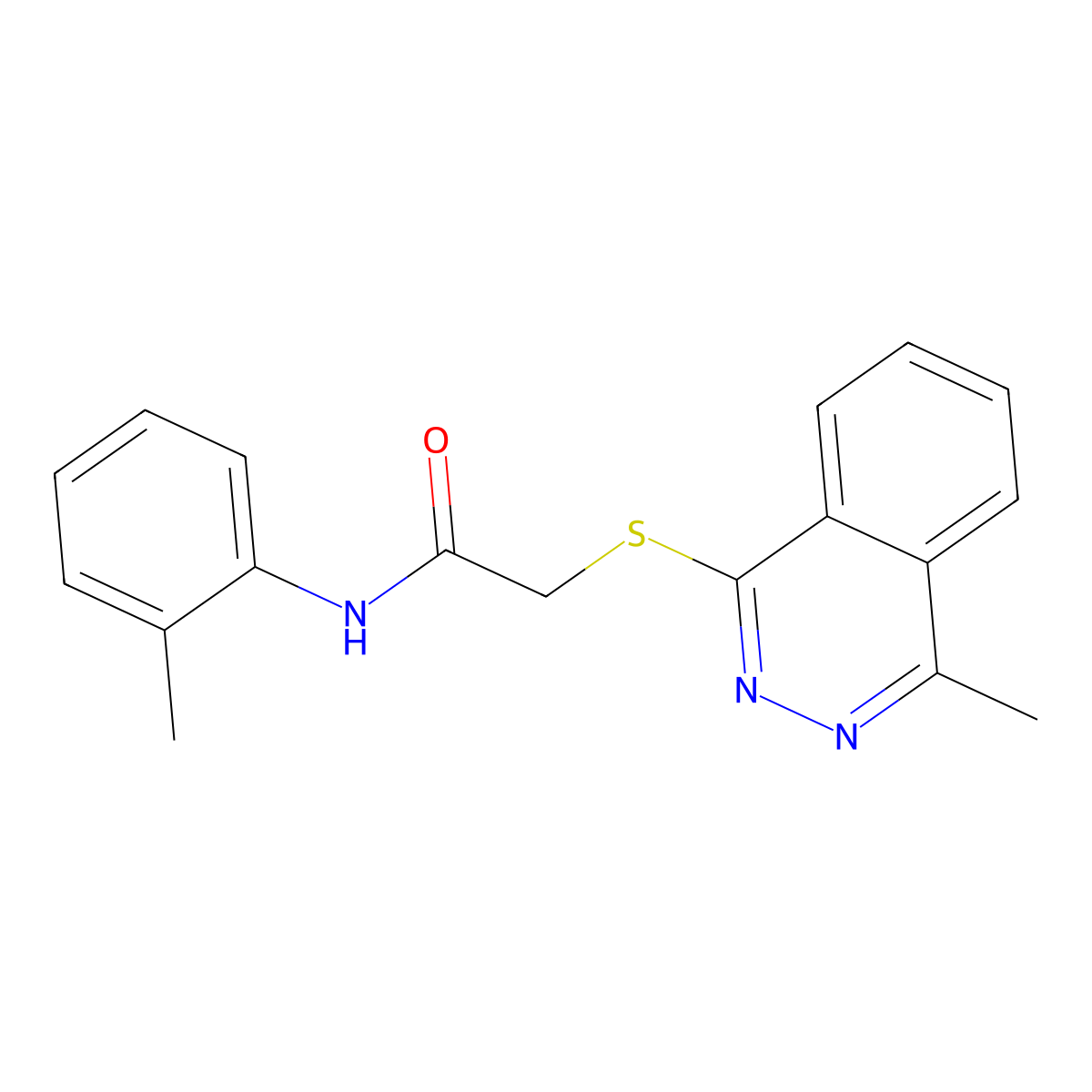 N-(2-methylphenyl)-2-(4-methylphthalazin-1-yl)sulfanylacetamide molecular structure, CAS 354539-87-0