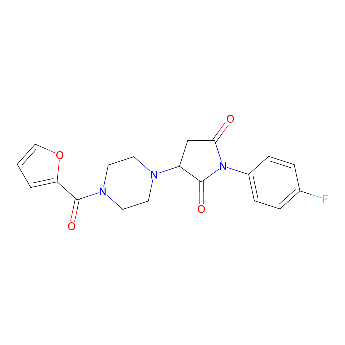 1-(4-Fluorophenyl)-3-[4-(furan-2-carbonyl)piperazin-1-yl]pyrrolidine-2,5-dione molecular structure, CAS 354539-94-9