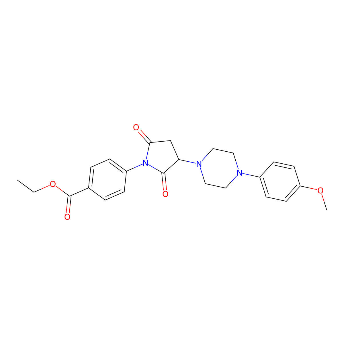 Ethyl 4-{3-[4-(4-methoxyphenyl)piperazin-1-yl]-2,5-dioxopyrrolidin-1-yl}benzoate molecular structure, CAS 354539-98-3